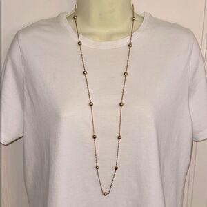 Chaps Gold Beaded Long Gold Tone Necklace